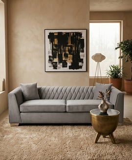 Rashika 3 Seat Grey Velvet Sofa