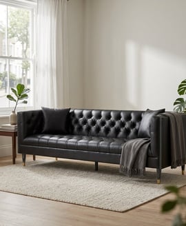 Raven 3 Seat Black Faux Leather Sofa