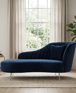Rene Dark Blue Velvet Right Hand Chaise Longue