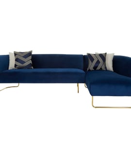 Renee 5 Seat Dark Blue Velvet Corner Sofa