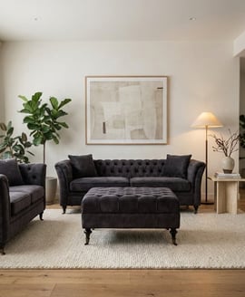 Sabrina Grey Velvet Ottoman