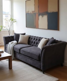 Sabrina Three Seat Grey Velvet Sofa