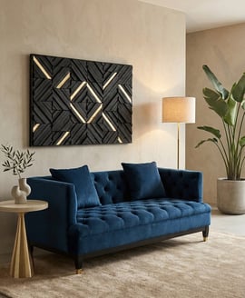 Sefira Navy Fabric Modern Chesterfield 2 Seat Sofa