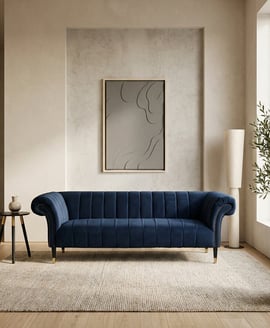 Siena Three Seat Midnight Velvet Sofa
