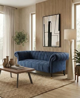 Siena Two Seat Midnight Blue Velvet Sofa
