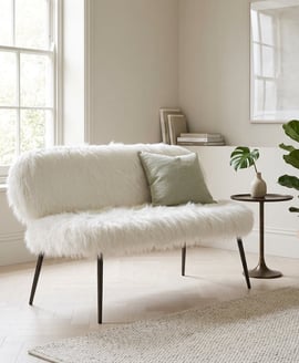 Sienna Faux Fur Two Seater Sofa With Black Legs