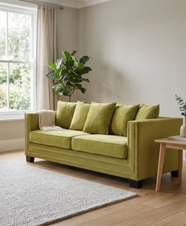 Sofia Moss Green Velvet 3 Seater Sofa