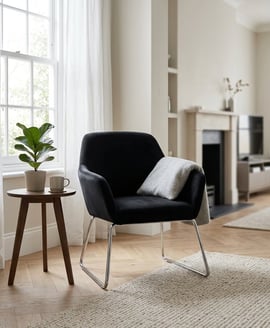 Stockholm Black Velvet Dining Chair with Chrome Legs
