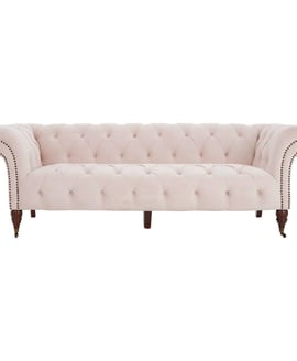 Suri 3 Seat Pale Pink Velvet Modern Chesterfield Sofa