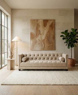 Surina 3 Seat Stone Fabric Sofa