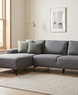 Toulon 3 Seat Grey Fabric Left Chaise Sofa