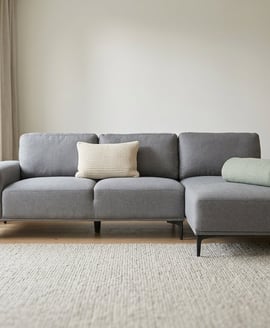 Toulon 3 Seat Grey Fabric Right Chaise Sofa