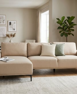 Toulon 3 Seat Natural Fabric Left Chaise Sofa