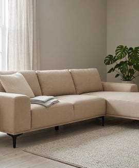 Toulon 3 Seat Natural Fabric Right Chaise Sofa