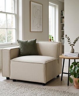 Toulouse Cream Fabric Left Arm Modular Sofa