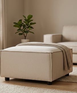 Toulouse Cream Fabric Modular Ottoman