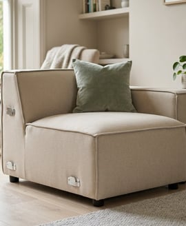 Toulouse Cream Fabric Right Arm Modular Sofa