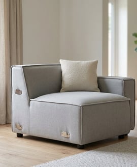 Toulouse Grey Fabric Right Arm Modular Sofa