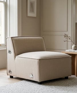 Toulouse Natural Fabric Armless Modular Sofa