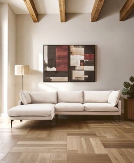 Troyes Cream Three Seat Left Chaise Sofa