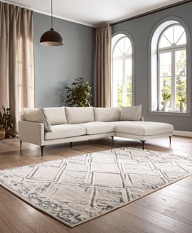 Troyes Cream Three Seat Right Chaise Sofa