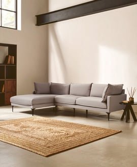 Troyes Grey Three Seat Left Chaise Sofa