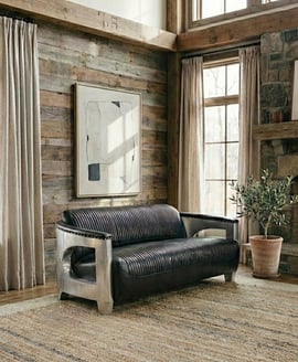 Victor 3 Seat Black Leather Sofa