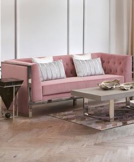 Vogue 3 Seat Pink Velvet Sofa
