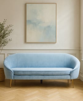 Yasmeen 3 Seat Aqua Blue Velvet Sofa