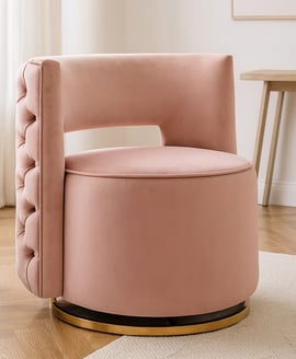 Yasmeen Pink Velvet Swivel Chair