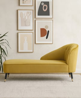 Yvette Mustard Velvet Right Hand Chaise Longue