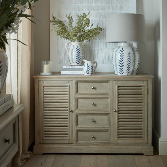 Delphine Collection 2 Door 4 Drawer Large Dresser Base