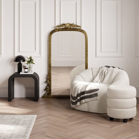 Emi Ivory Black Pouffe