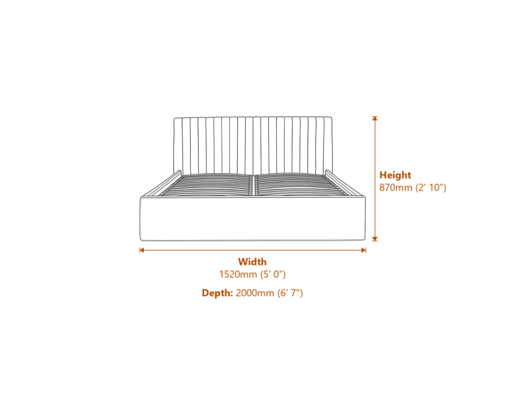 Berlin Double Bed Teal Dimensions Diagram