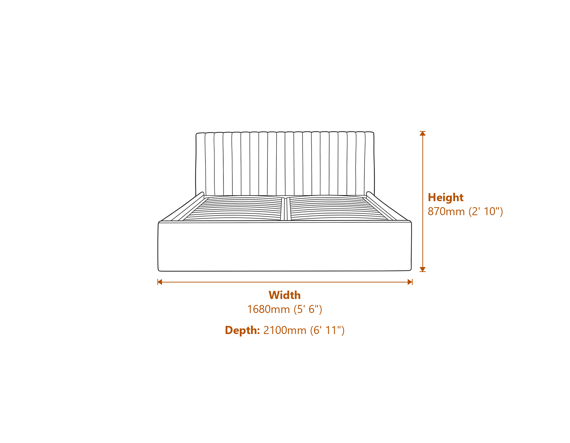 Berlin Kingsize Bed Teal Dimensions Diagram