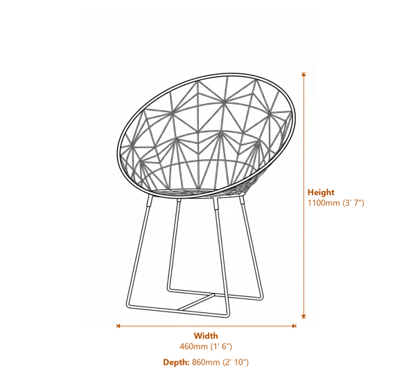 Templar Gold Frame Occasional Chair Dimensions Diagram