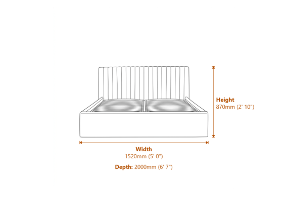 Berlin Milk Ottoman Double Bed Dimensions Diagram