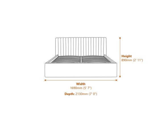 Berlin Milk Ottoman King Size Bed Dimensions Diagram