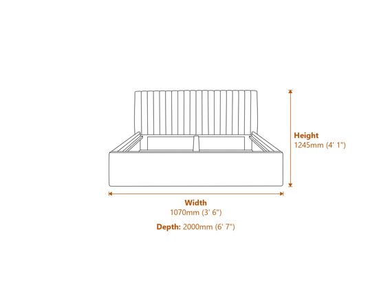Berlin Beige Tall Ottoman Single Bed Dimensions Diagram