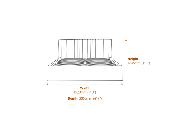 Berlin Beige Tall Ottoman Double Bed Dimensions Diagram
