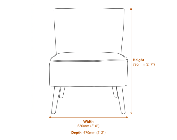 Stockholm Terracotta Fabric Chair Dimensions Diagram