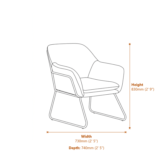Xander Pink Velvet Modern Accent Chair witg Gold Frame Dimensions Diagram