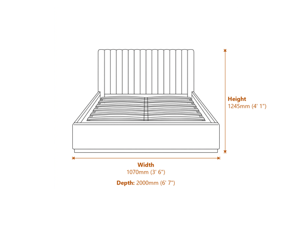 Berlin Black Tall Ottoman Single Bed Dimensions Diagram