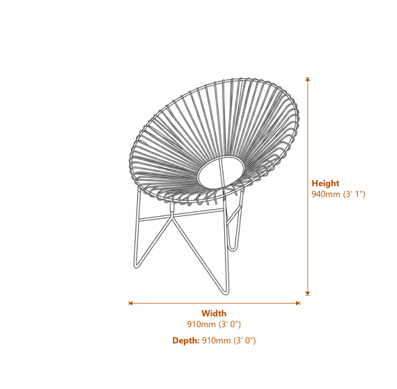 Templar Gold Wire Frame Occasional Chair Dimensions Diagram