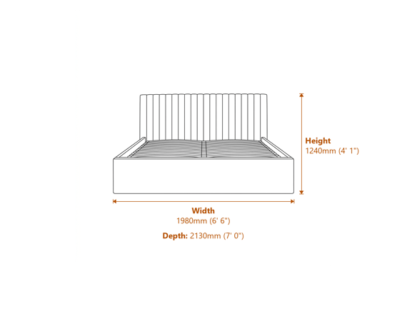 Berlin Black Tall Ottoman Super King Size Bed Dimensions Diagram