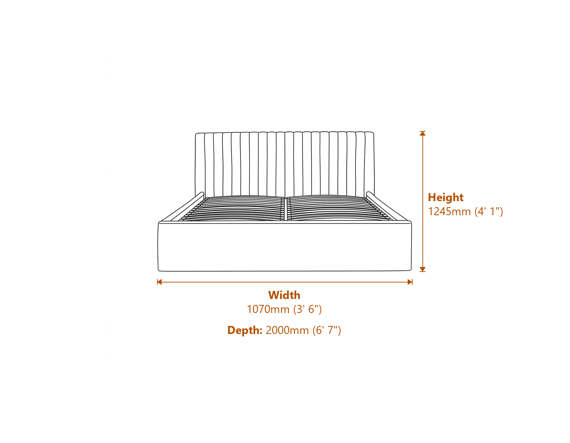 Berlin Milk Tall Ottoman Single Bed Dimensions Diagram