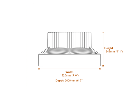 Berlin Milk Tall Ottoman Double Bed Dimensions Diagram