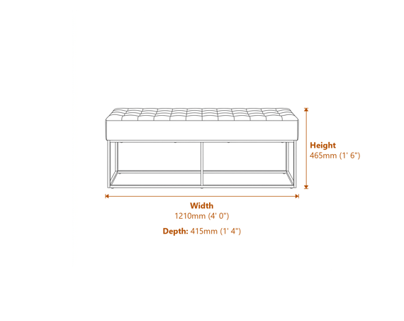 Boden Steel Grey Bench Dimensions Diagram