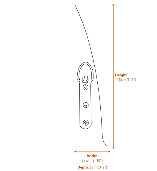 Opus Silver Finish Elliptical Design Wall Mirror Dimensions Diagram