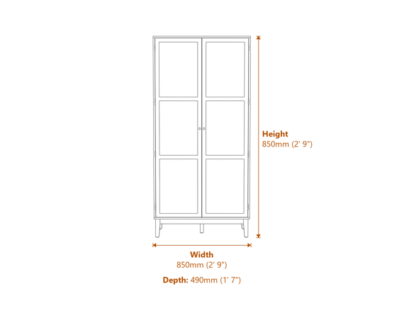 Bordeaux Blue Chest of Drawers Dimensions Diagram